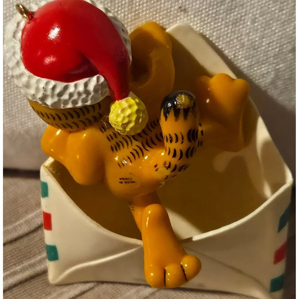 Vintage 1981 Garfield Santa Claus North‎ Pole Envelope Christmas Ornament Odie